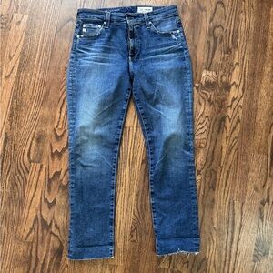 AG “Mari Crop” High Rise Slim Straight Denim Jeans